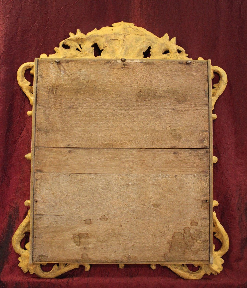 Small Napoleon III Mirror, Golden Wood With Louis XV Style Beading, 56 X 69 Cm-photo-8