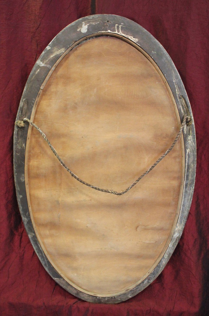  52 X 83 Cm, Miroir Ovale Métal Argenté Art-déco (Süe Et Mare), Glace Biseautée-photo-8