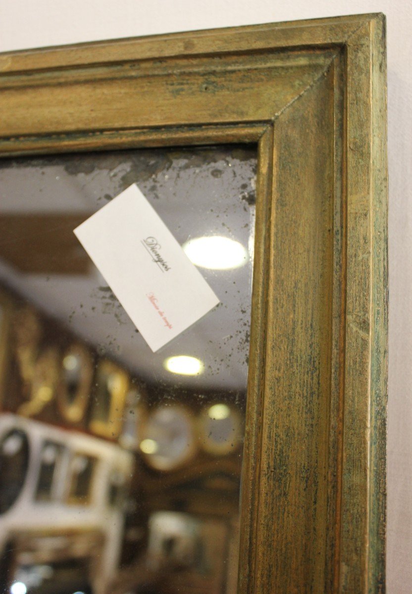 71 X 97 Cm, Miroir Ancien Rectangle Patine Ton Vert, Glace Mercure-photo-3