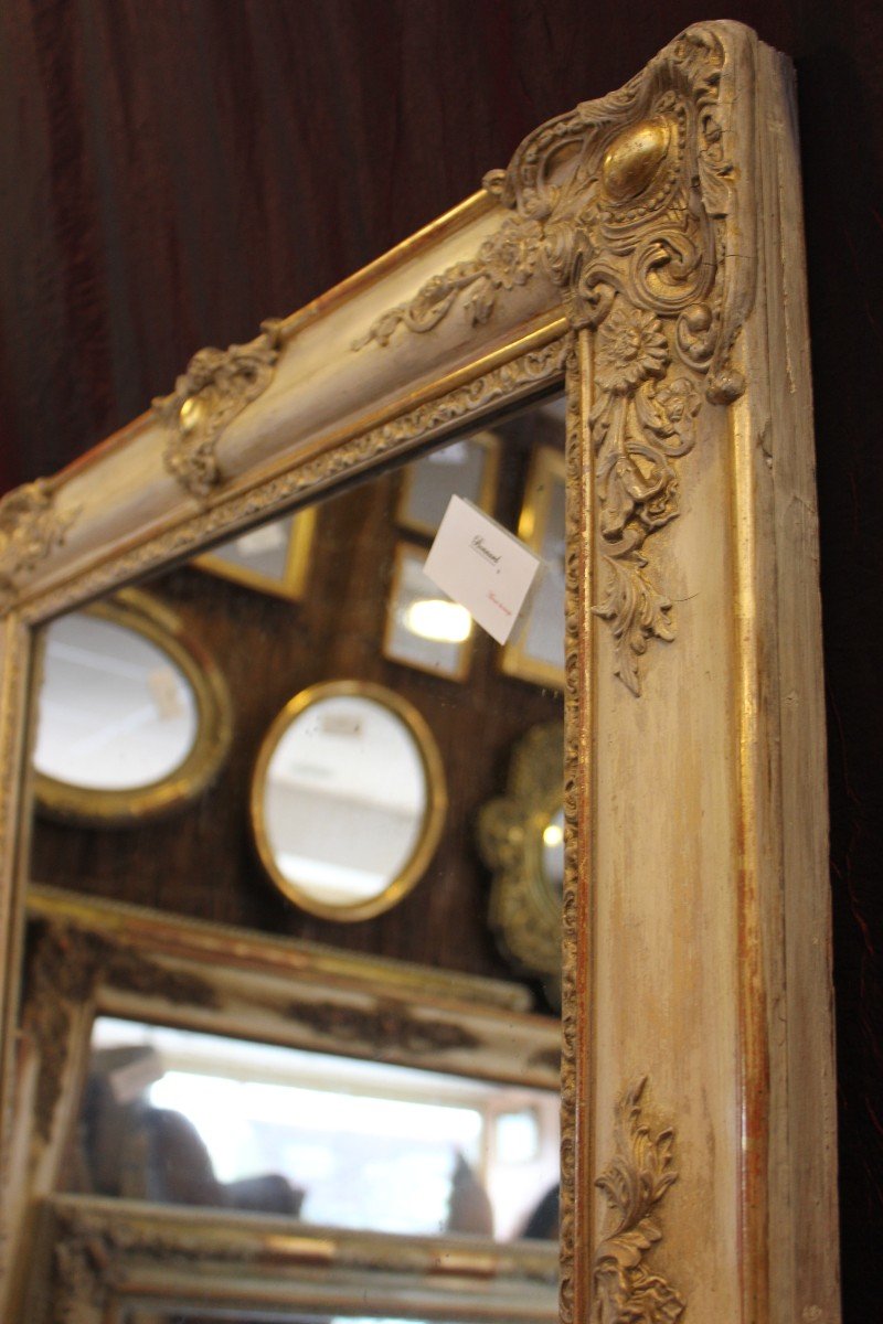 Miroir Ancien Rectangle, Dorure Et Patine, Glace Mercure 78 X 106 Cm-photo-3