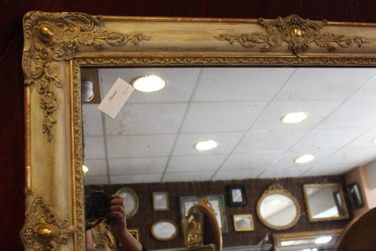 Miroir Ancien Rectangle, Dorure Et Patine, Glace Mercure 78 X 106 Cm-photo-1