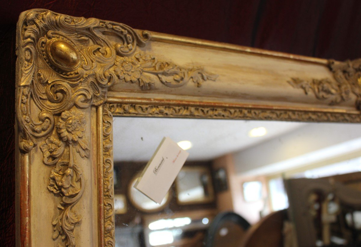 Miroir Ancien Rectangle, Dorure Et Patine, Glace Mercure 78 X 106 Cm-photo-4