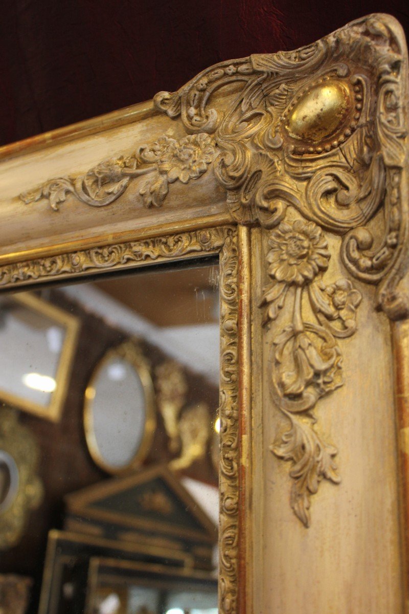 Miroir Ancien Rectangle, Dorure Et Patine, Glace Mercure 78 X 106 Cm-photo-5