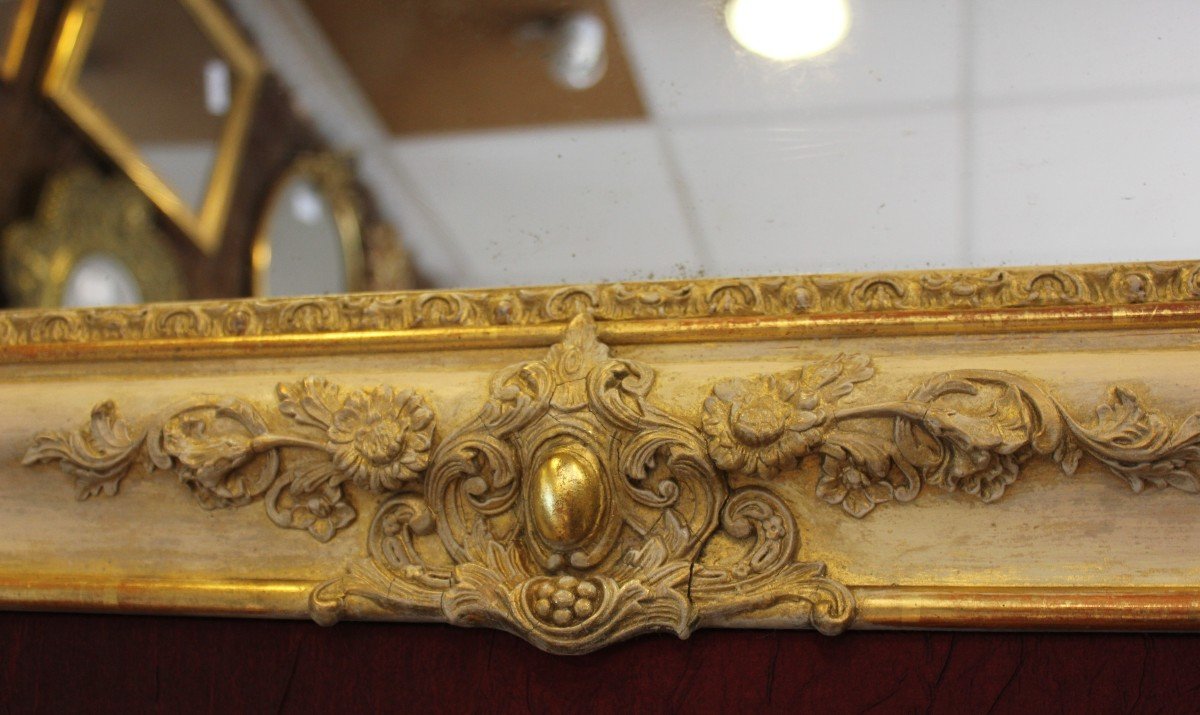 Miroir Ancien Rectangle, Dorure Et Patine, Glace Mercure 78 X 106 Cm-photo-6
