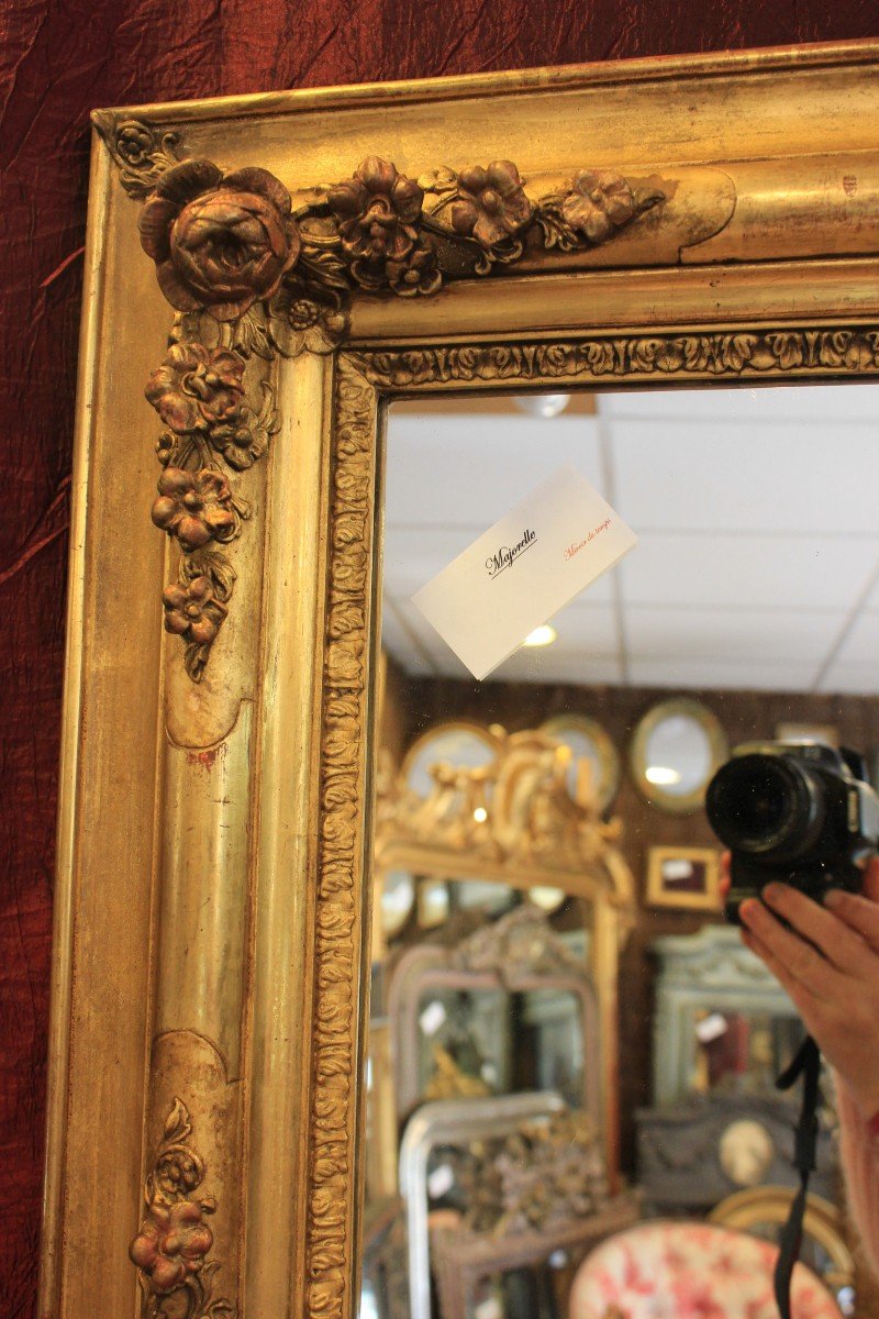 83 X 102 Cm, Old Rectangle Mirror, Rose Decor, Gold Leaf-photo-1