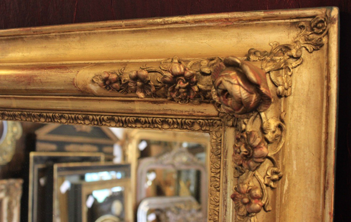 83 X 102 Cm, Old Rectangle Mirror, Rose Decor, Gold Leaf-photo-4