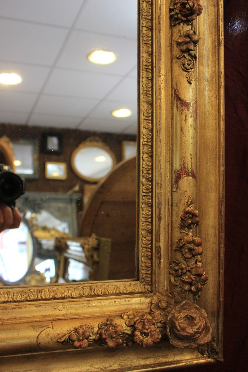 83 X 102 Cm, Old Rectangle Mirror, Rose Decor, Gold Leaf-photo-7