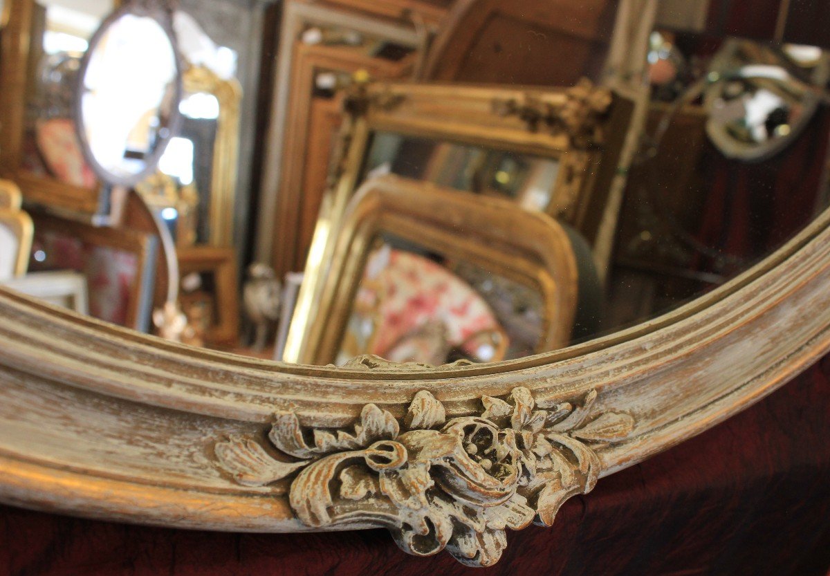 58 X 68cm Patinated And Gilded Oval Medallion Mirror-photo-4