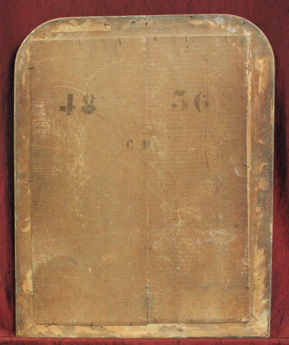 50 X 62 Cm Petit Miroir Louis Philippe Patine Et éclats De Feuille d'Or, Glace Mercure-photo-8