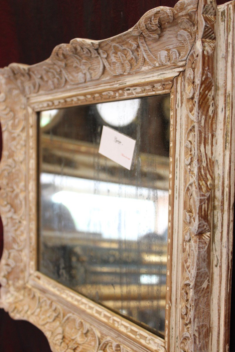 42 X 49 Cm Antique Mirror, Patinated Montparnasse Frame, Mercury Glass-photo-4