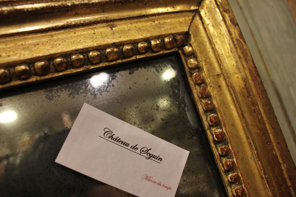 48 X 91 Cm Miroir Louis XVI Rectangle Perlé, Bois Doré, Glace Mercure-photo-6