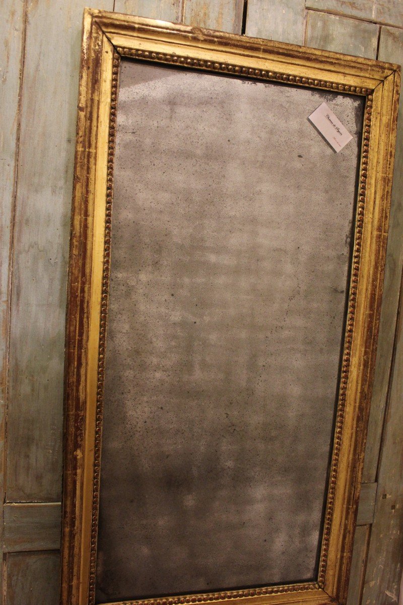 48 X 91 Cm Miroir Louis XVI Rectangle Perlé, Bois Doré, Glace Mercure-photo-7