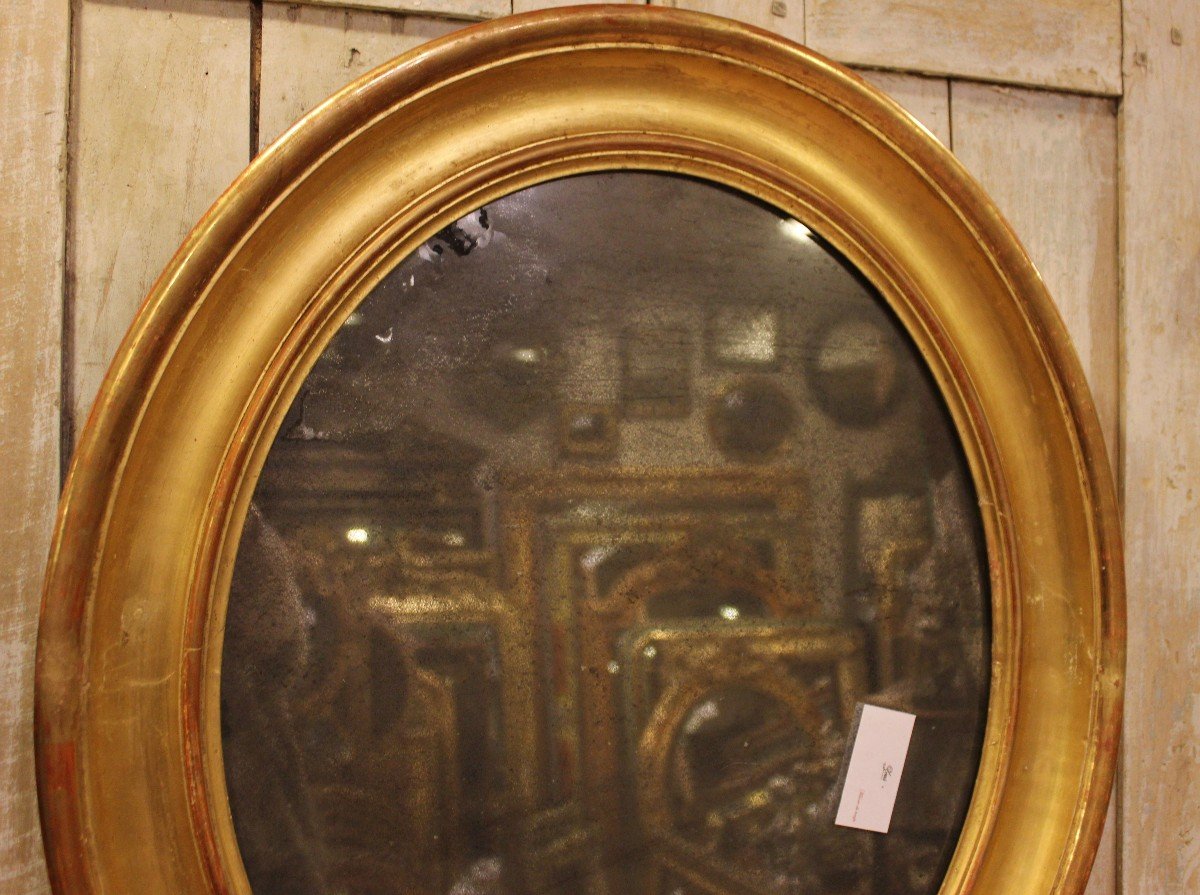 60 X 70 Cm Louis Philippe Oval Mirror Gold, Mercury Glass-photo-2
