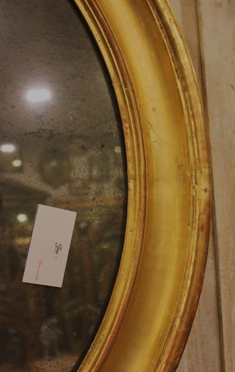 60 X 70 Cm Louis Philippe Oval Mirror Gold, Mercury Glass-photo-2