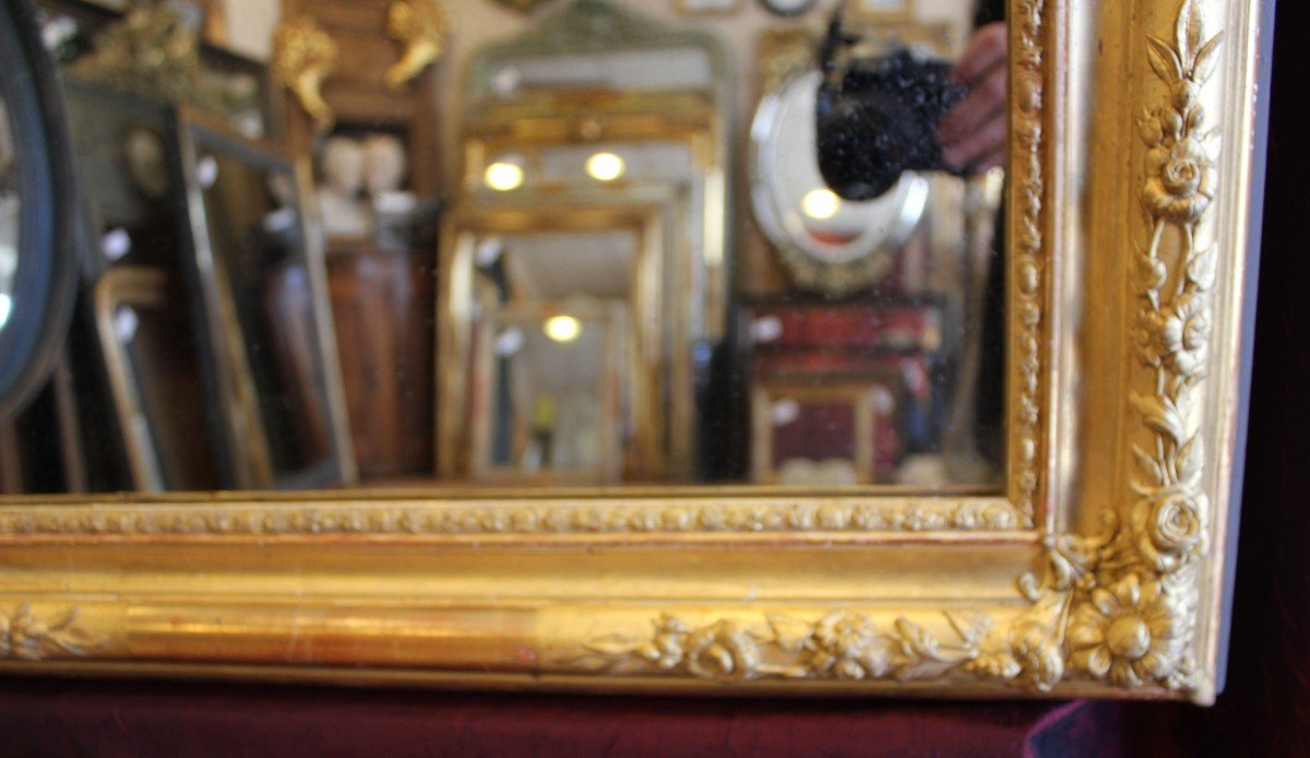 71 X 82 Cm Miroir Restauration Dorure Feuille d'Or, Glace Mercure-photo-3