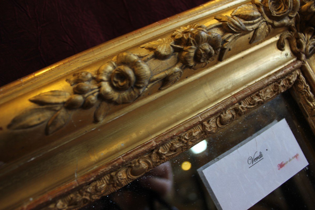 71 X 82 Cm Miroir Restauration Dorure Feuille d'Or, Glace Mercure-photo-5