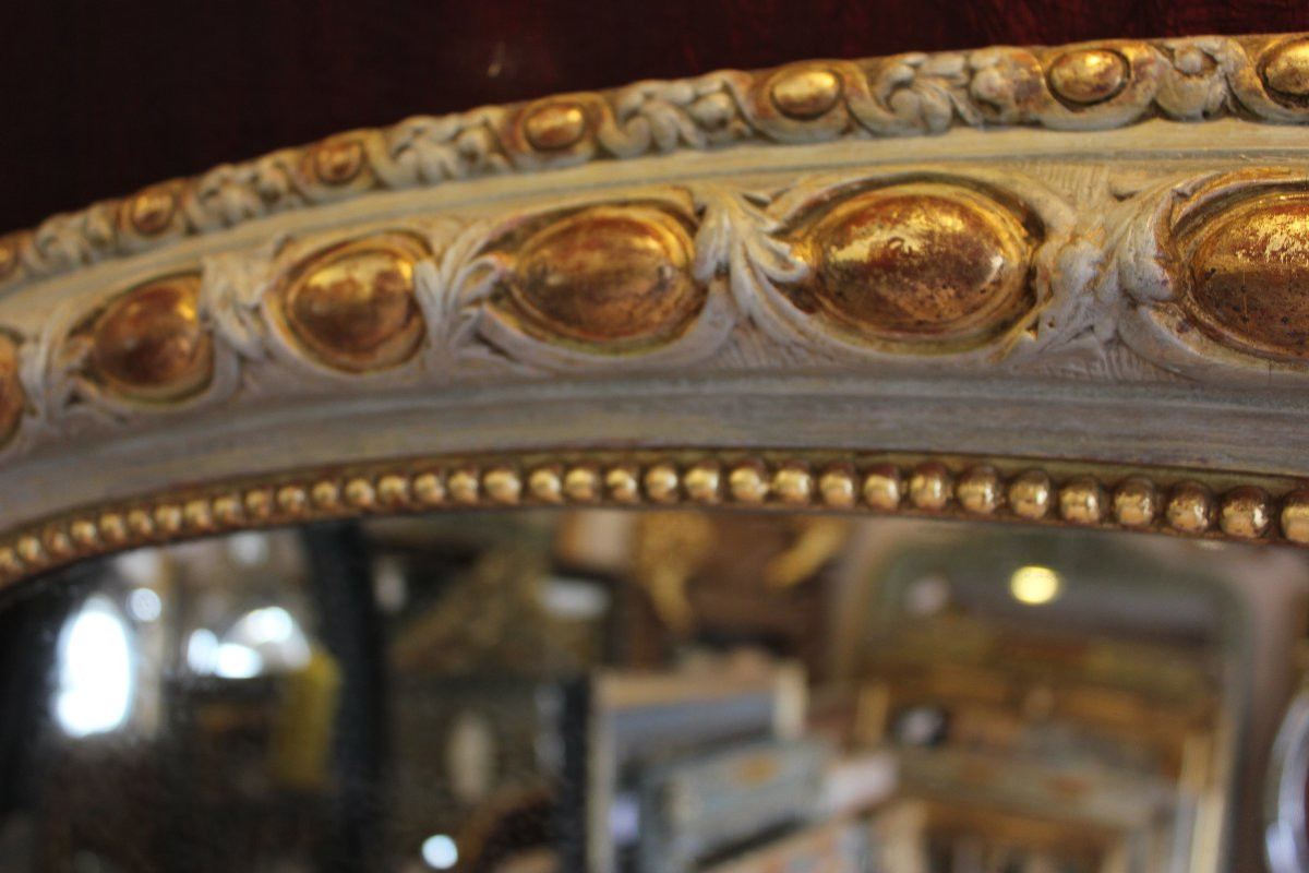 106 X 160 Cm Mid-19th Century Fireplace Mirror, Gold Leaf, Patina, Mercury Glass-photo-2