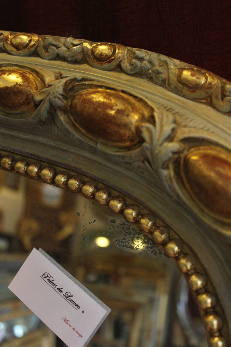 106 X 160 Cm Mid-19th Century Fireplace Mirror, Gold Leaf, Patina, Mercury Glass-photo-6