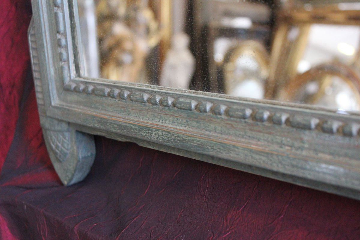 55 x 88 cm Miroir ancien bois sculpté patiné style Louis XVI directoire -photo-2