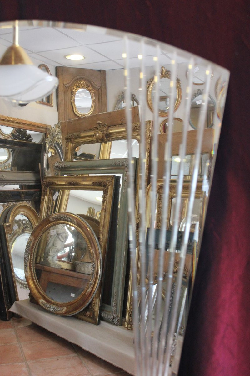84 X 104 Cm Illuminated Mirror, Fan Shape, 50s Style-photo-3