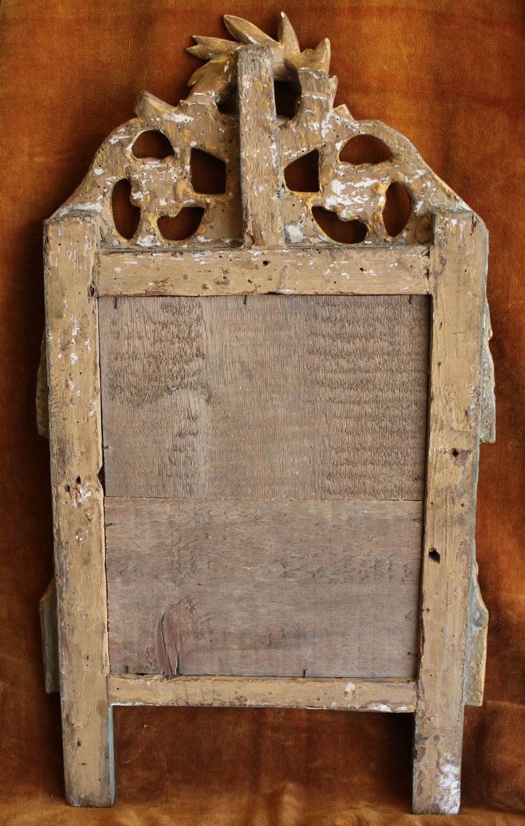 33 x 58 cm Petit miroir Louis XVI, bois doré,  glace mercure, XVIIIème-photo-6