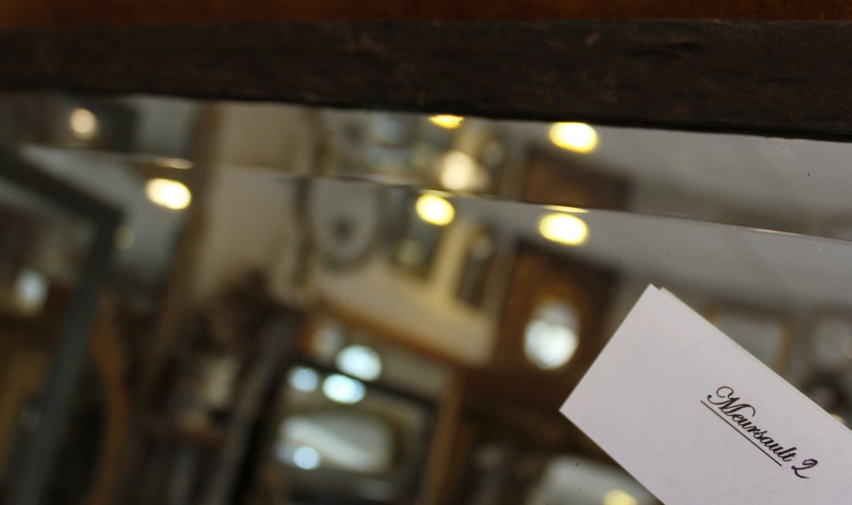 84 X 60 Cm Art Nouveau Wrought Iron Mirror, Beveled Glass-photo-5