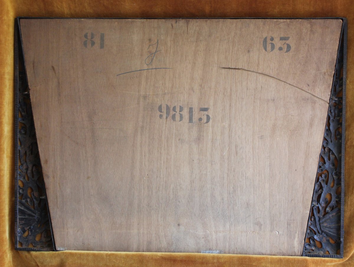 84 X 60 Cm Art Nouveau Wrought Iron Mirror, Beveled Glass-photo-8