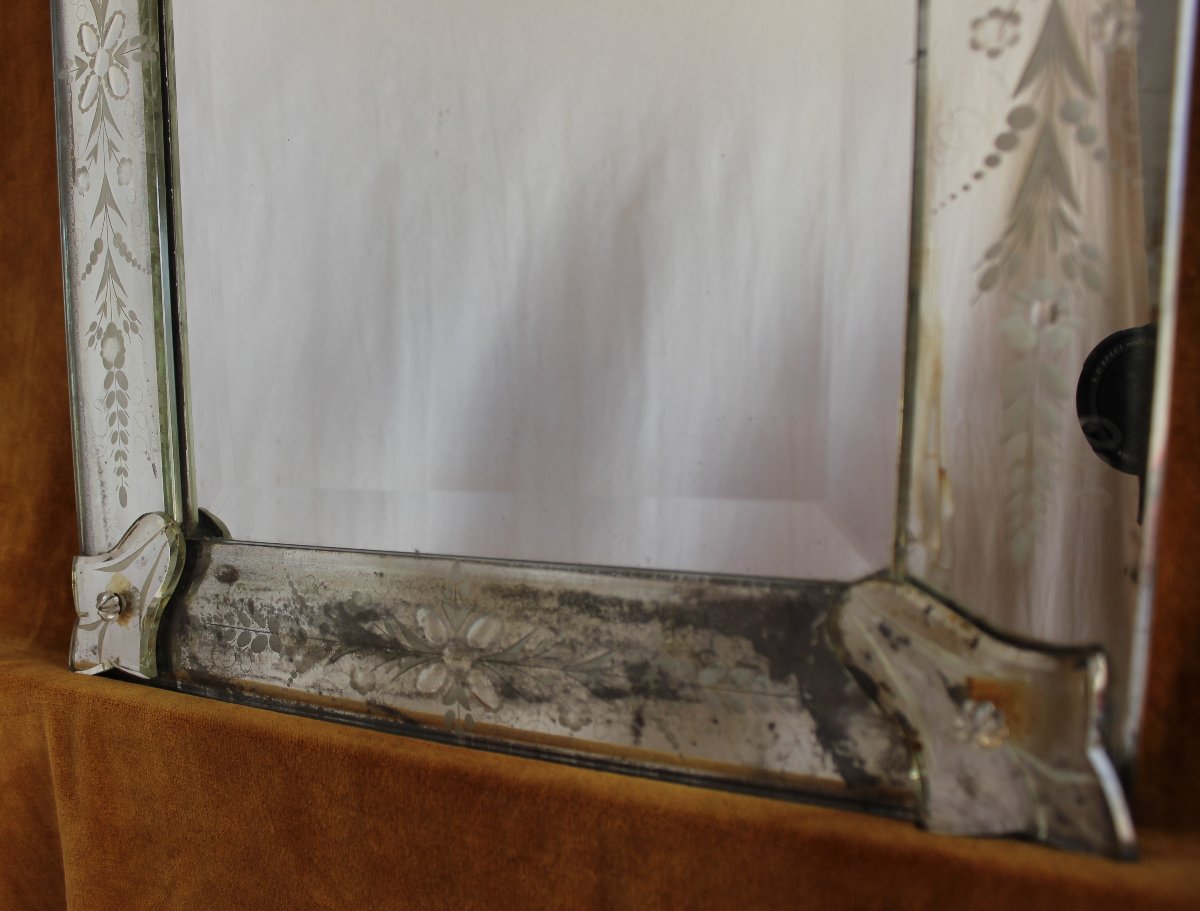 41 x 48 cm Miroir Vénitien XIXème-photo-4