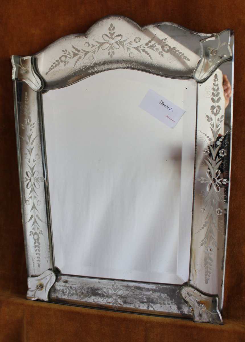 41 x 48 cm Miroir Vénitien XIXème-photo-7