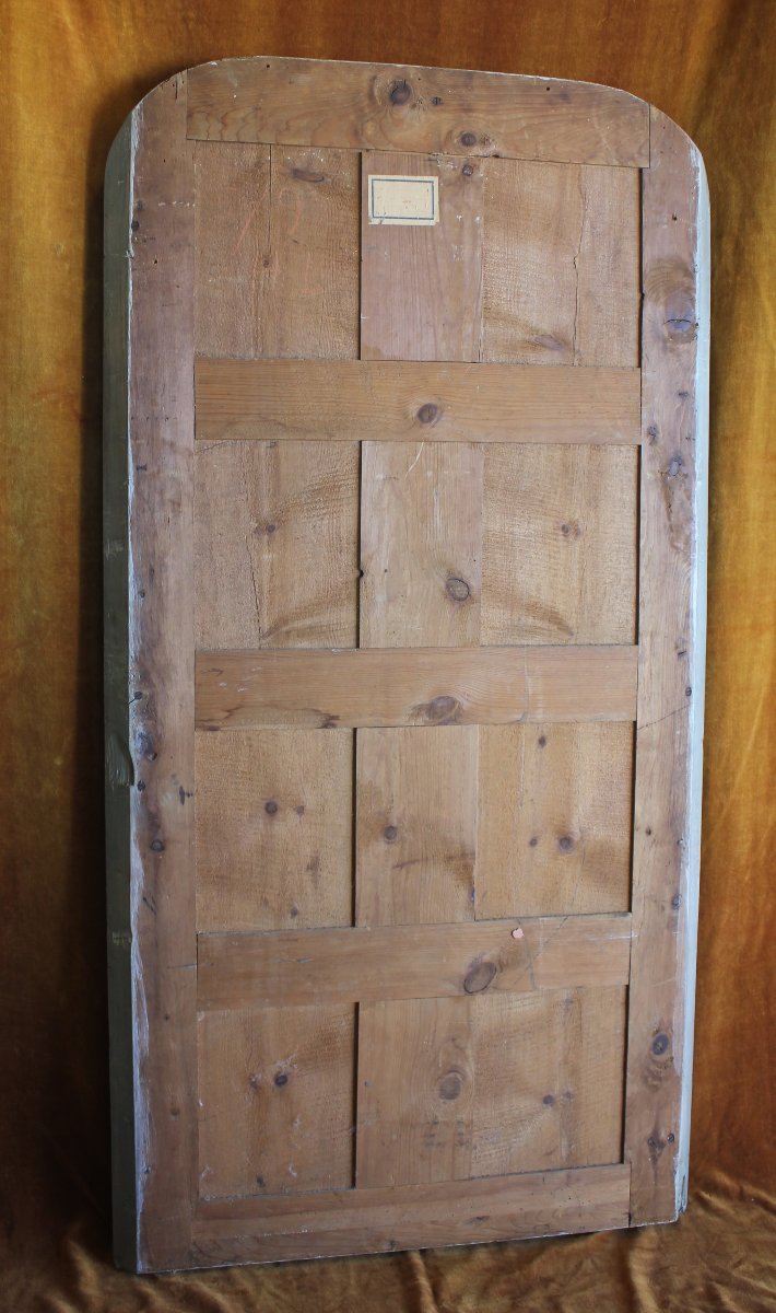 80 x 153 cm, Miroir de cheminée ancien, à décor de roses, patine et glace mercure.-photo-8