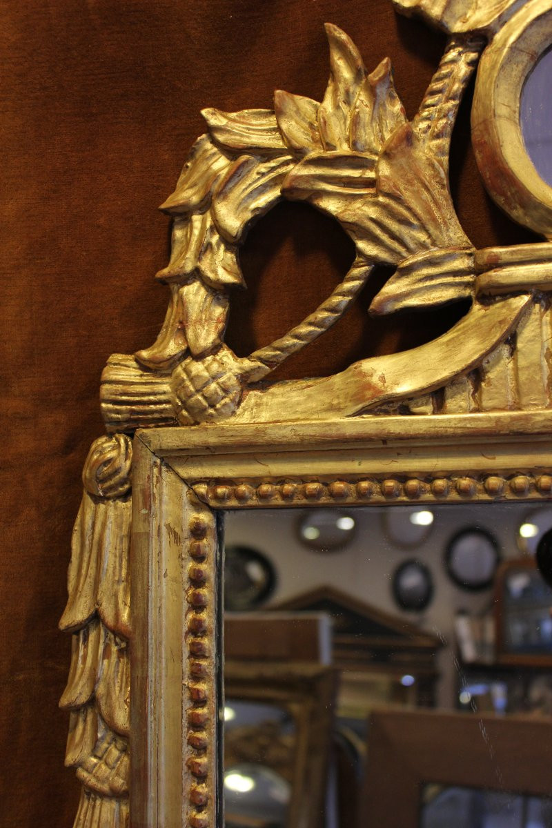 58 x 99 cm, Miroir ancien de style Louis XVI, bois doré-photo-4