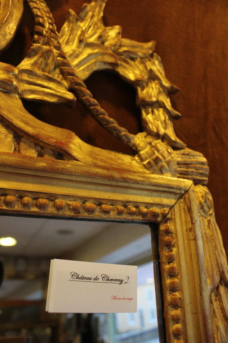 58 x 99 cm, Miroir ancien de style Louis XVI, bois doré-photo-7
