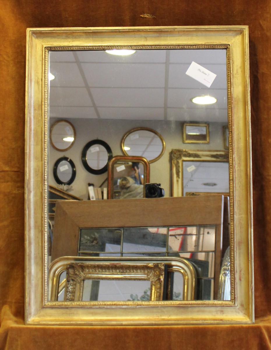 57 x 75 cm miroir rectangle Louis Philippe, feuille d'or.