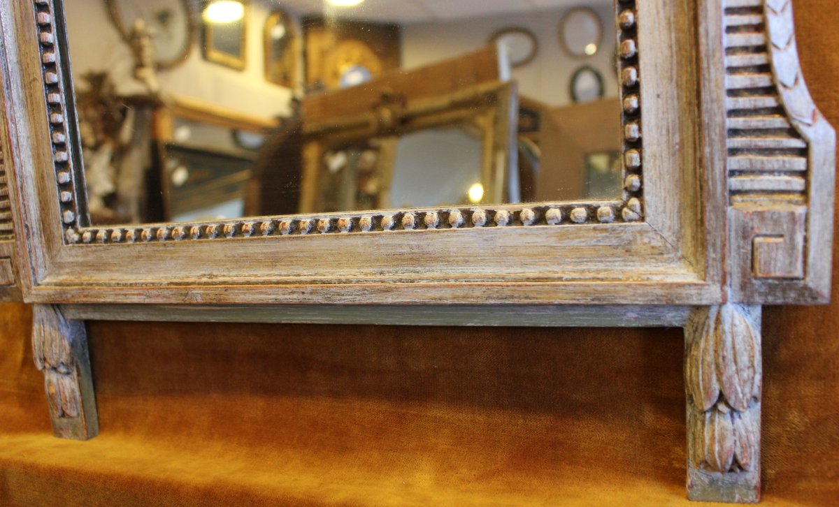 47 X 93 Cm Louis XVI Style Wedding Mirror, Carved And Patinated Wood-photo-4