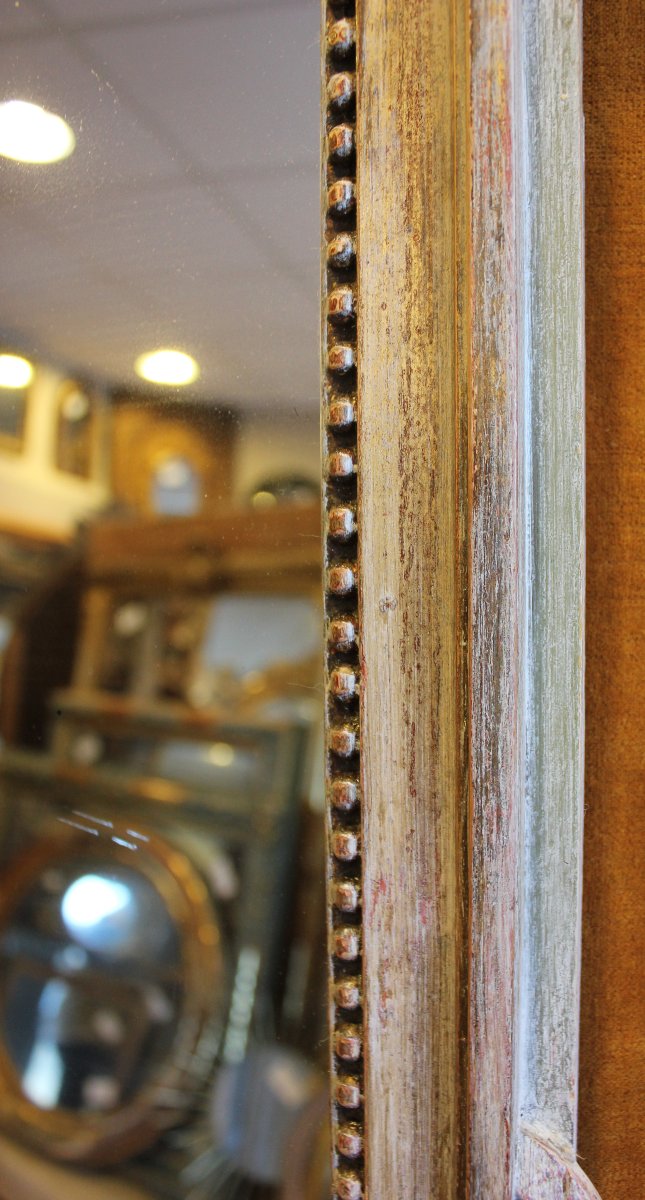 47 X 93 Cm Louis XVI Style Wedding Mirror, Carved And Patinated Wood-photo-2