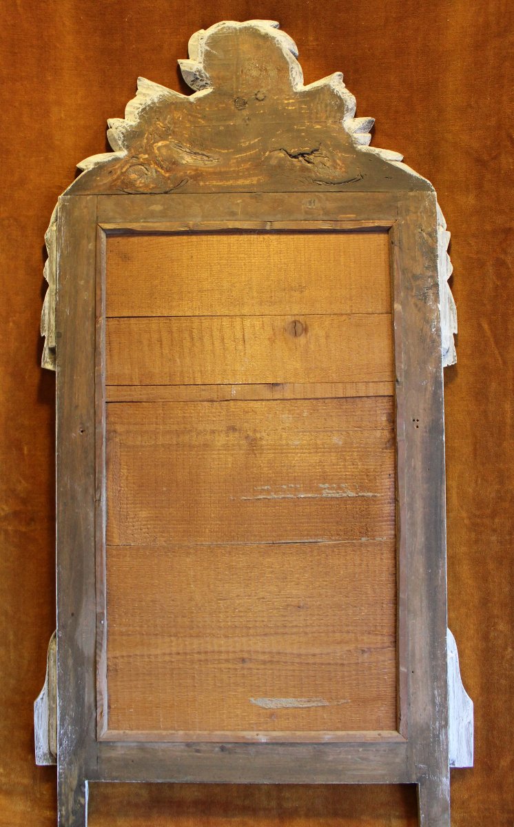 47 X 93 Cm Louis XVI Style Wedding Mirror, Carved And Patinated Wood-photo-8