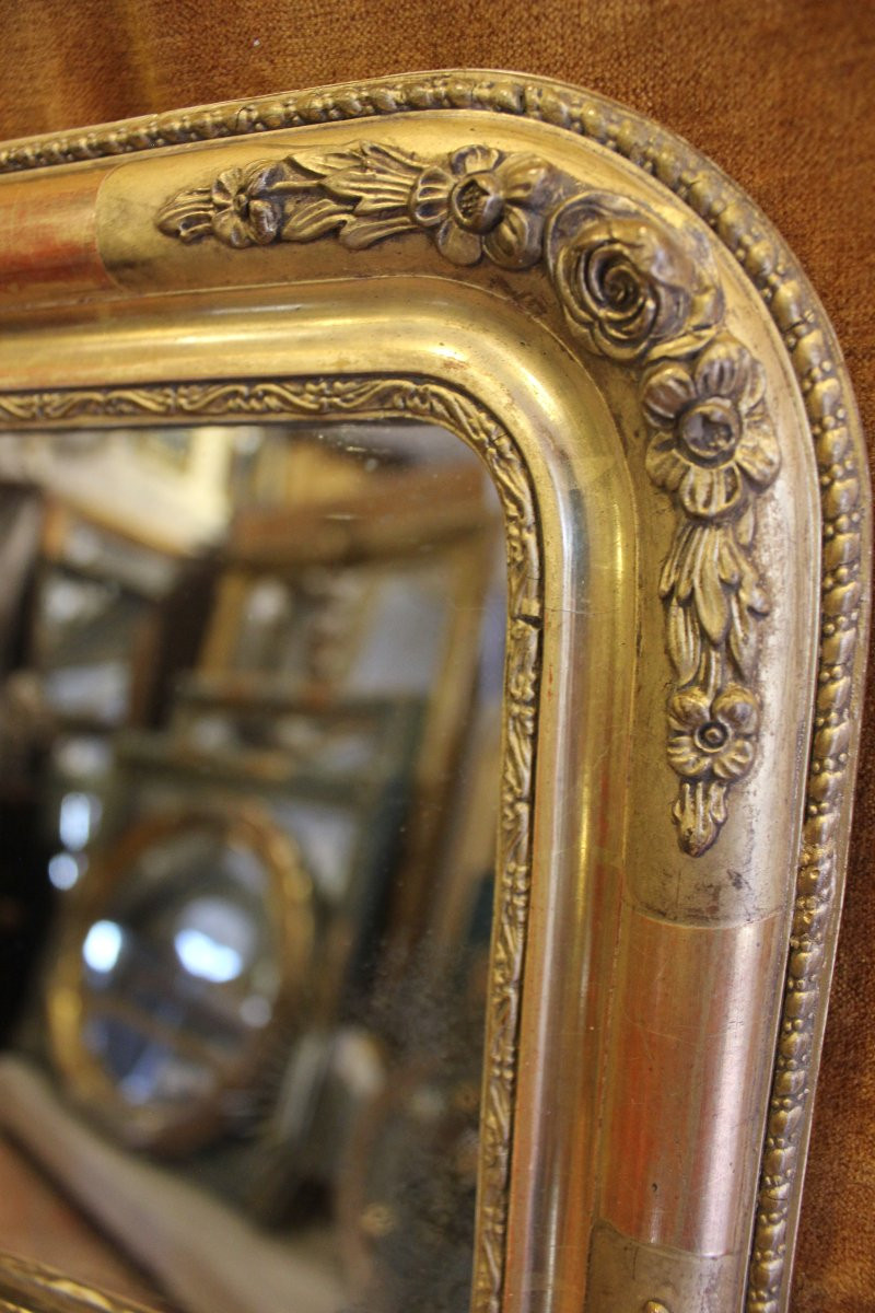 31 x 37 Petit miroir ancien feuille d'or, glace mercure-photo-2