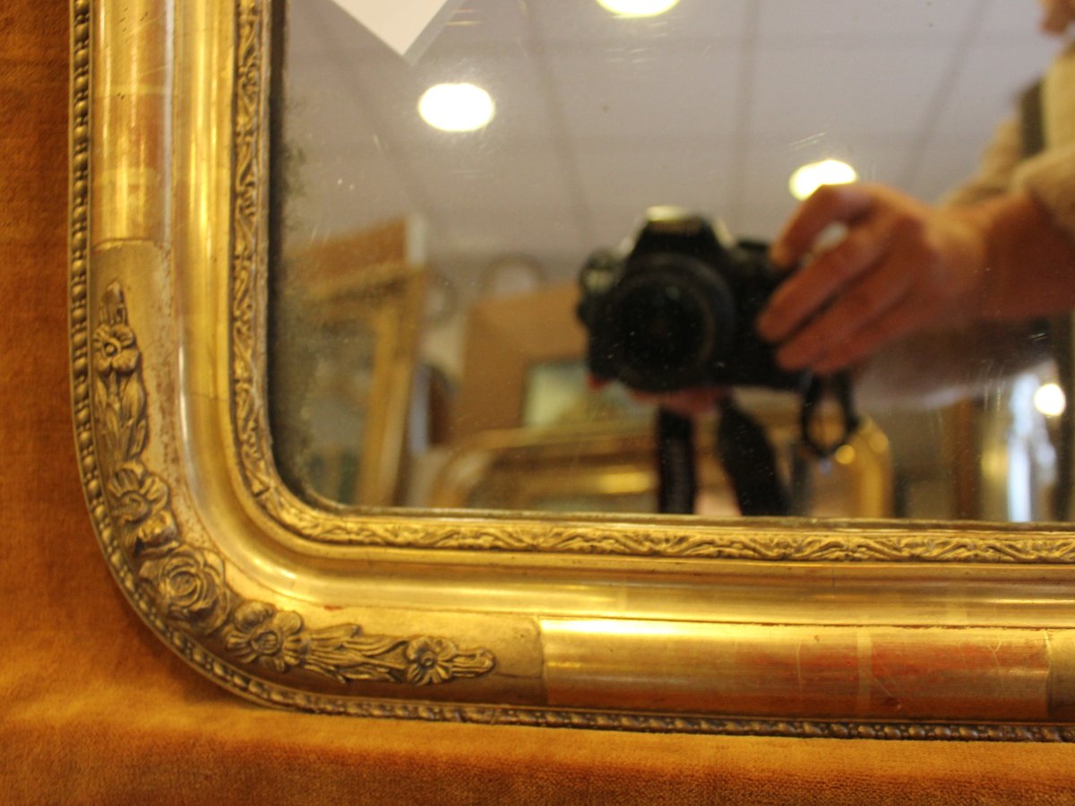 31 x 37 Petit miroir ancien feuille d'or, glace mercure-photo-4