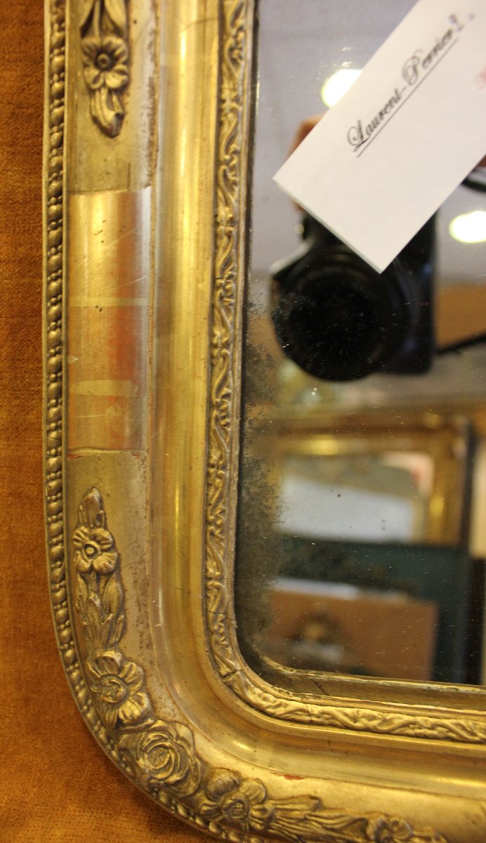 31 x 37 Petit miroir ancien feuille d'or, glace mercure-photo-5