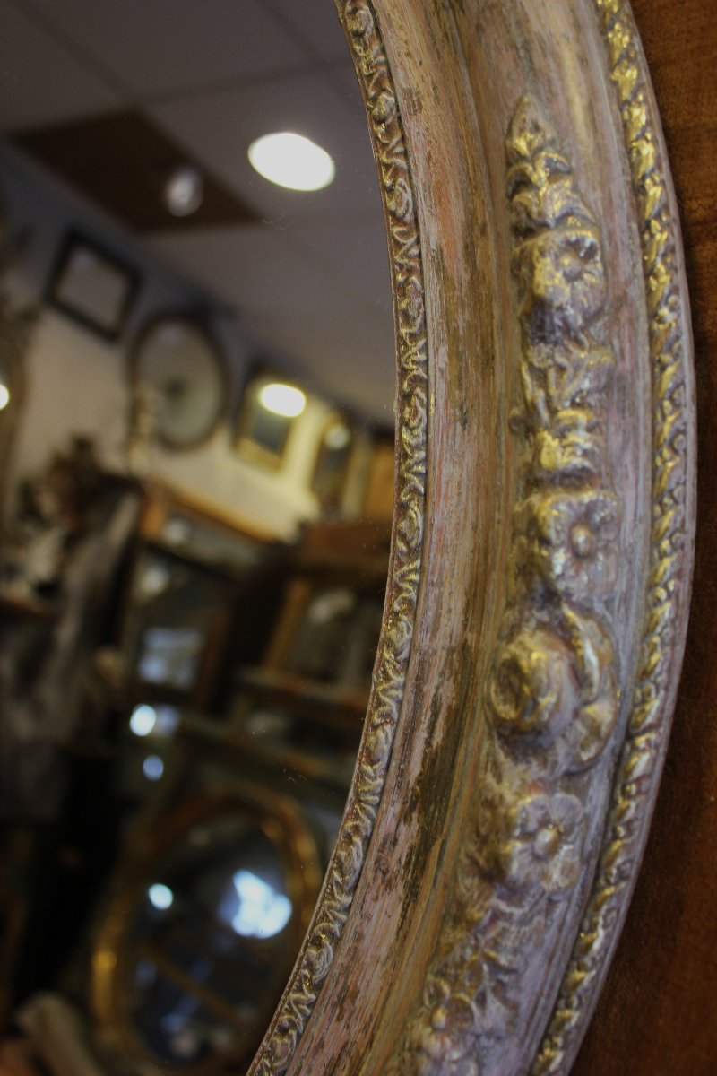 63 X 74 Cm, Antique Patinated Oval Mirror-photo-5