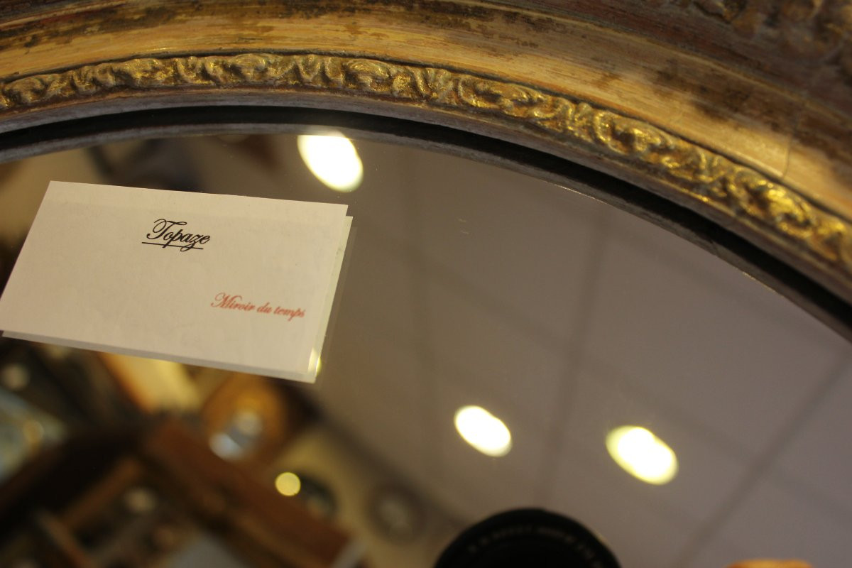 63 X 74 Cm, Antique Patinated Oval Mirror-photo-6