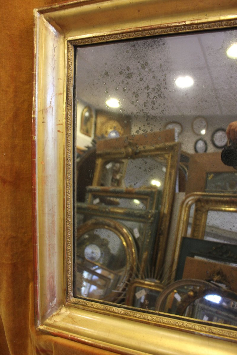 63 x 73 cm Miroir ancien Louis Philippe rectangle feuille d'or, glace mercure.-photo-1