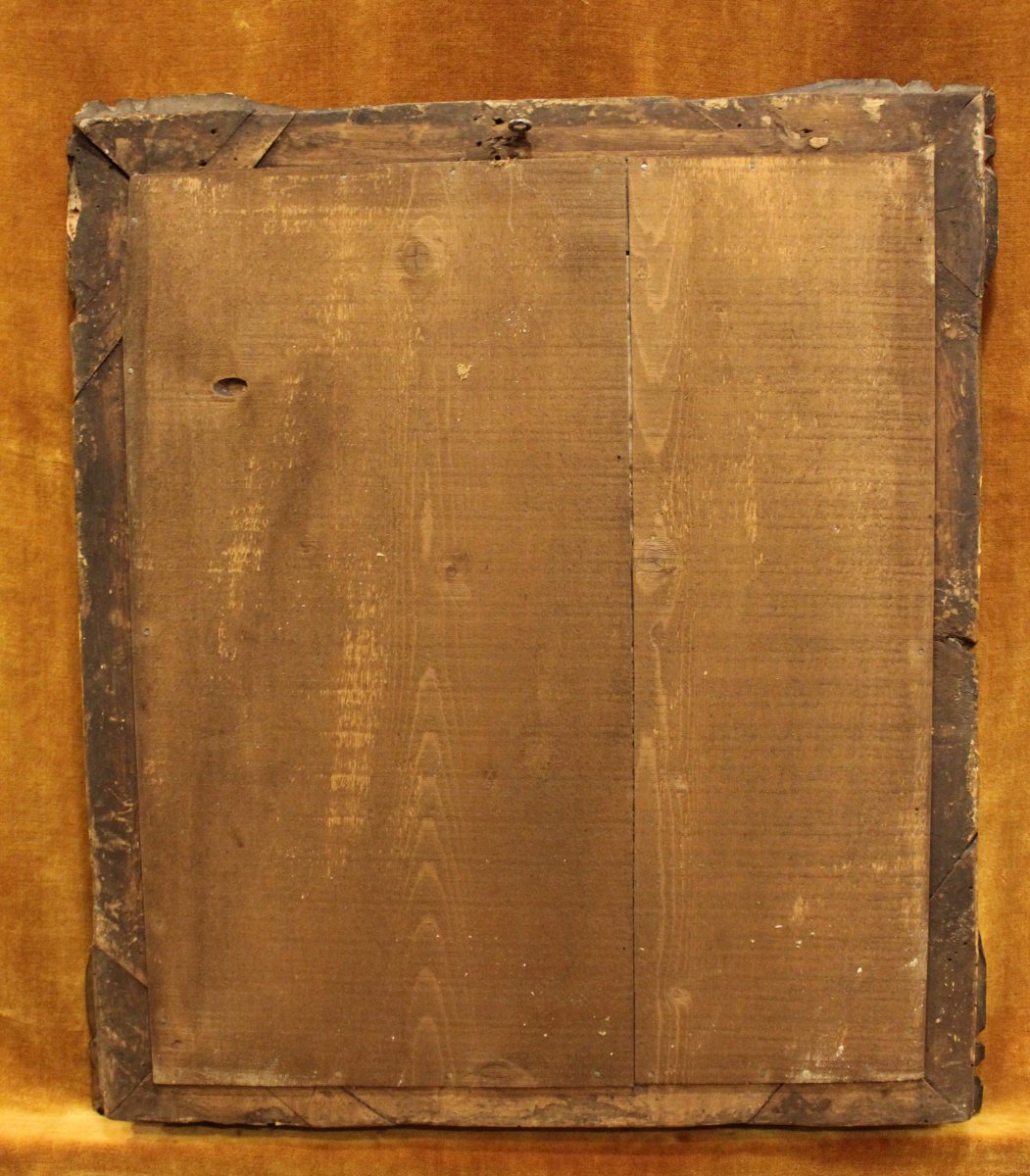 Miroir à pare-closes, Louis XIV, bois sculpté argenté, glace mercure, XVIIIème-photo-7