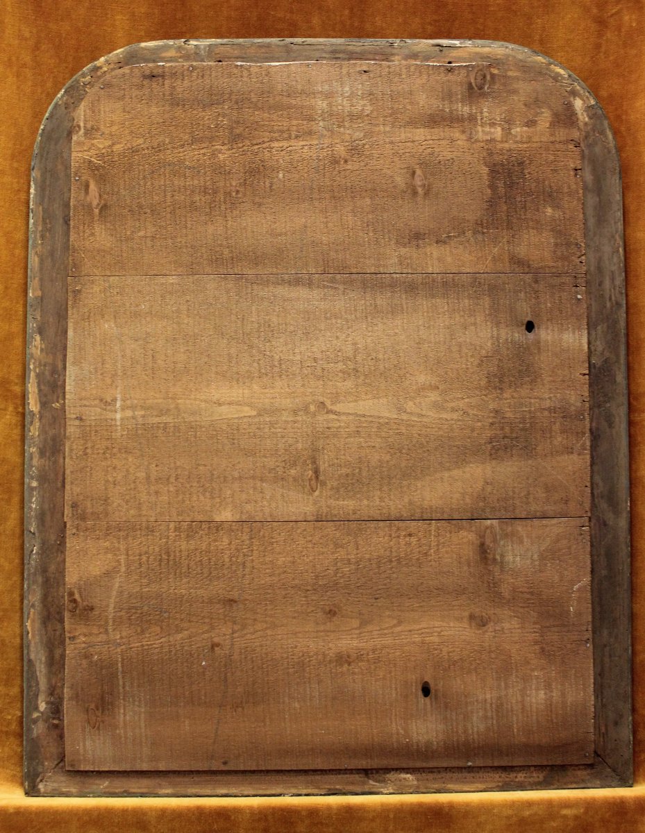 56 x 70 cm Miroir ancien Louis Philippe perlé, or et patine, glace mercure-photo-6