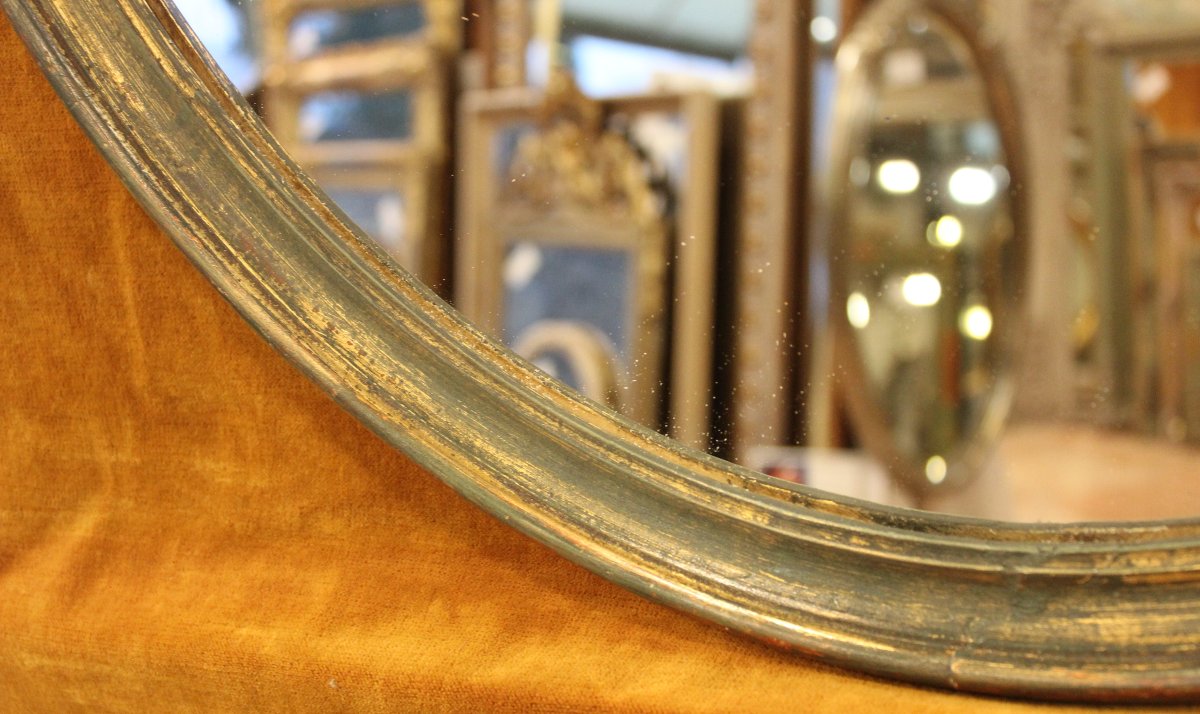 55 X 66 Cm Oval Mirror, Fine Molding With Floral Decorations "1920"-photo-4