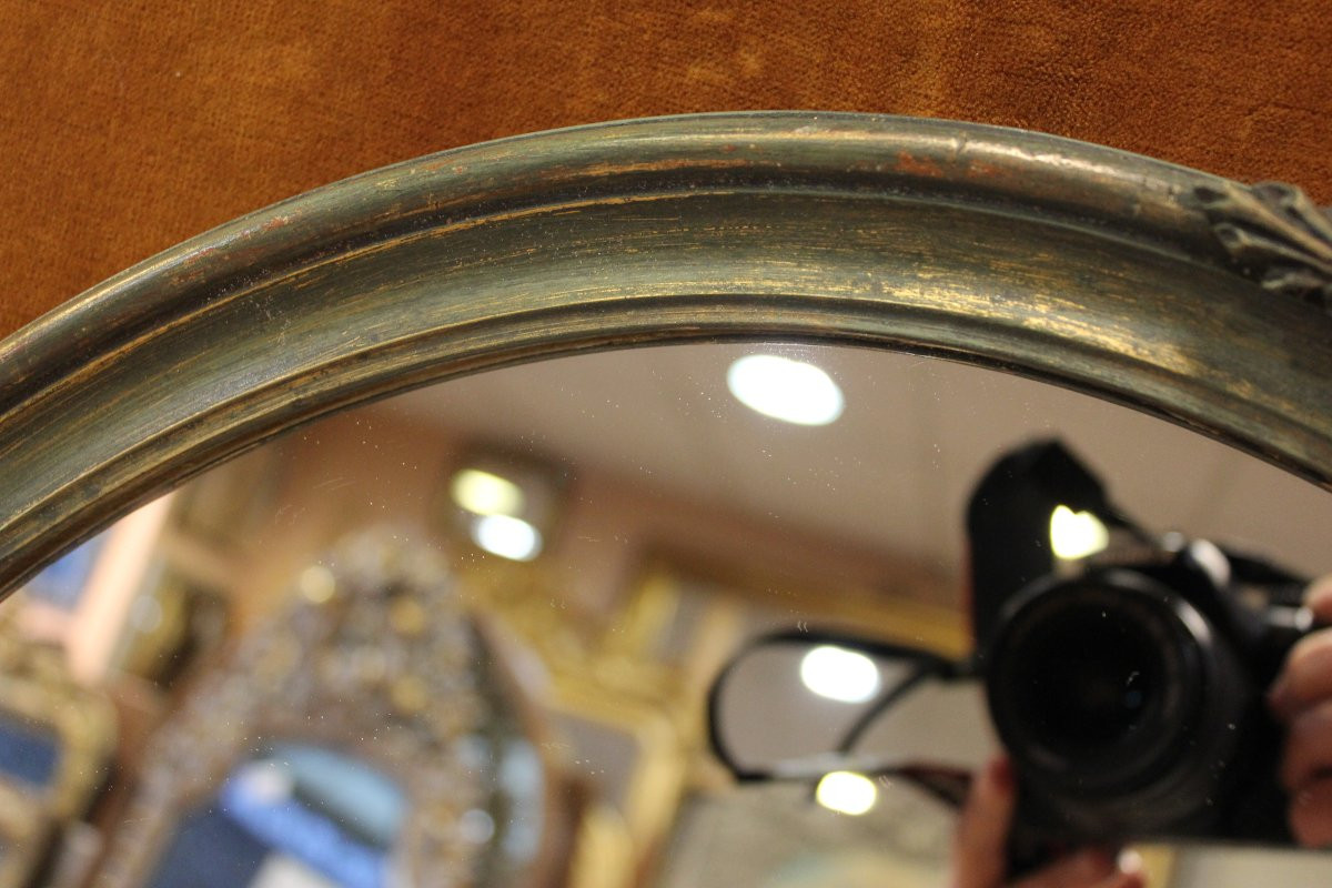 55 X 66 Cm Oval Mirror, Fine Molding With Floral Decorations "1920"-photo-2