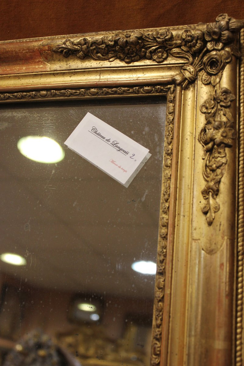 76 x 95 cm Miroir ancien rectangle restauration, feuille d'or et glace mercure-photo-7