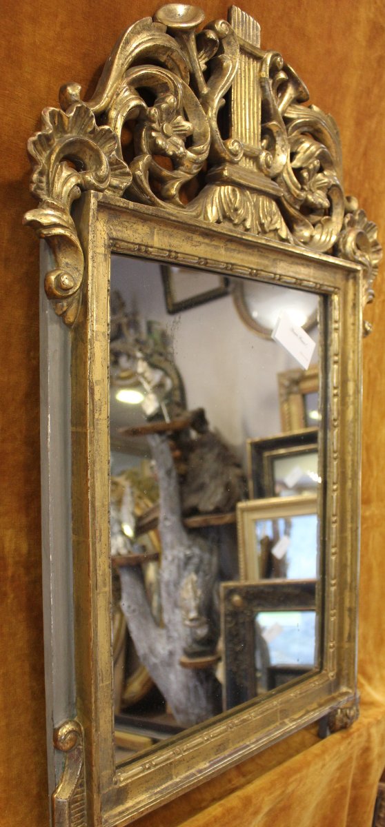 53 x 83 cm Miroir ancien, bois sculpté et doré, glace mercure -photo-6