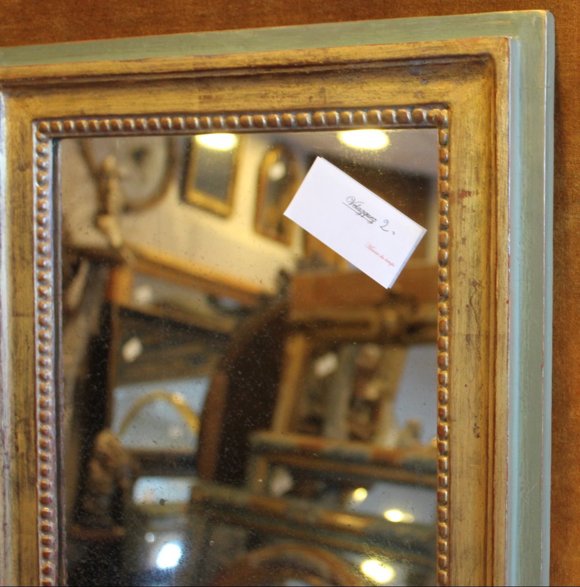 35 x 46 cm Petit miroir doré Louis XVI, glace mercure-photo-2