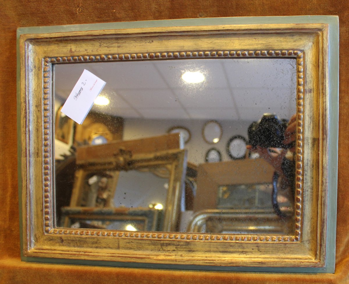 35 x 46 cm Petit miroir doré Louis XVI, glace mercure-photo-5